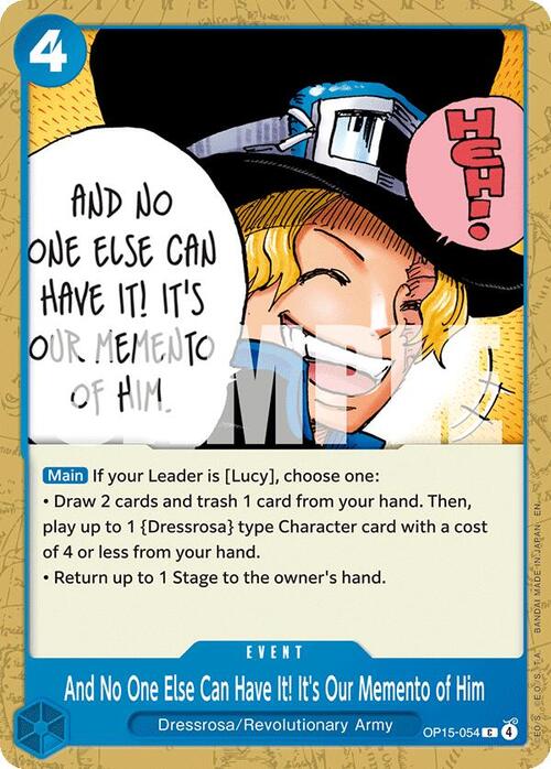 And No One Else Can Have It! It's Our Memento of Him Card Front