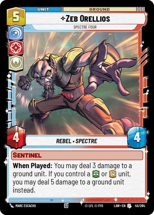 Zeb Orellios, Spectre Quattro Card Front
