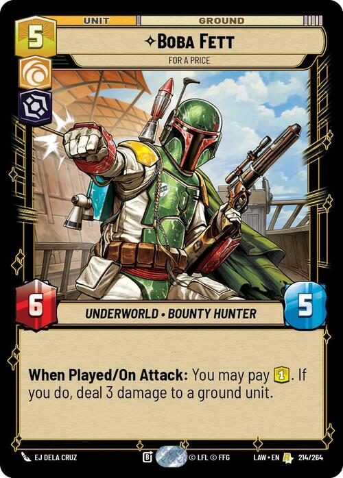 Boba Fett, For a Price Card Front