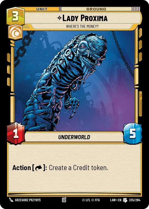 Lady Proxima, Where's the Money? Card Front
