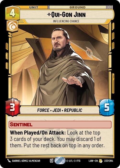 Qui-Gon Jinn, Influencing Chance Card Front
