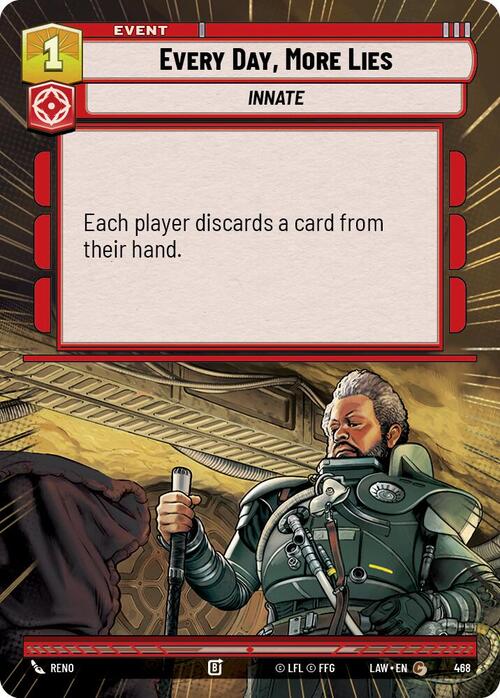 Every Day, More Lies Card Front