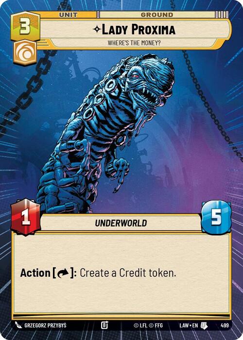 Lady Proxima, Where's the Money? Card Front