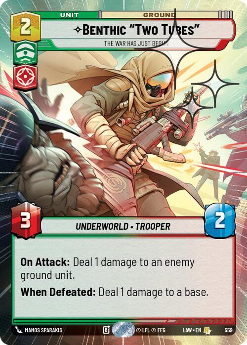 Benthic “Two Tubes”, The War Has Just Begun Card Front