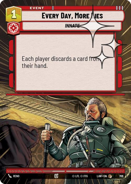 Every Day, More Lies Card Front