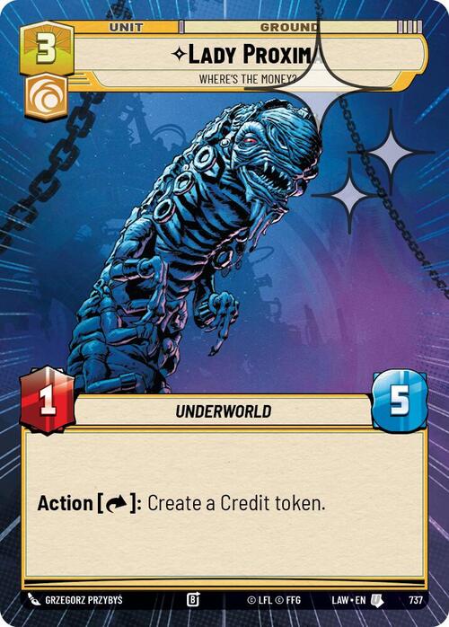 Lady Proxima - Where's the Money? Card Front