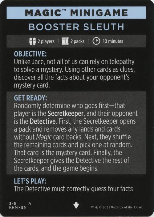 Magic Minigame: Booster Sleuth Card Front