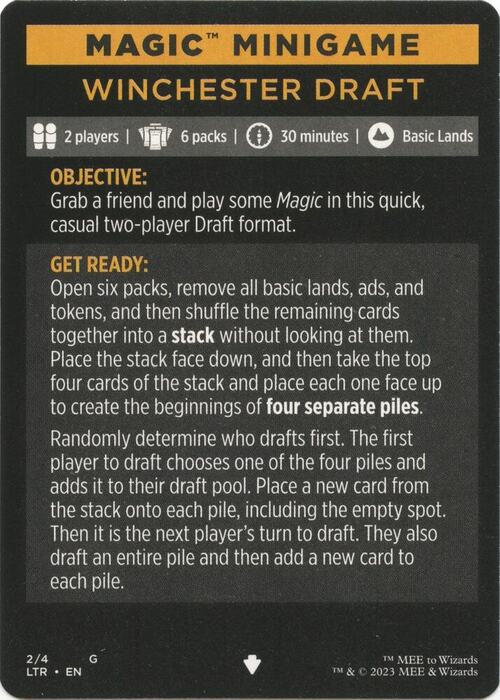 Magic Minigame: Winchester Draft Card Front