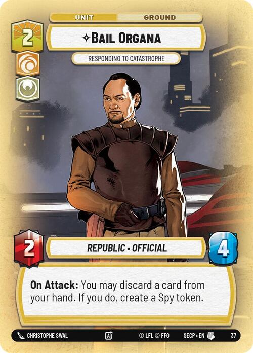 Bail Organa - Responding to Catastrophe Card Front