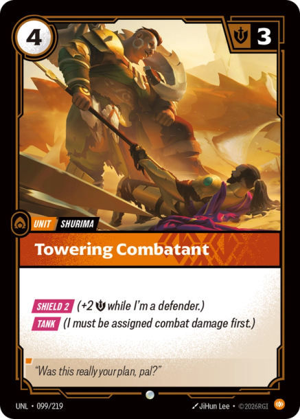 Towering Combatant Card Front
