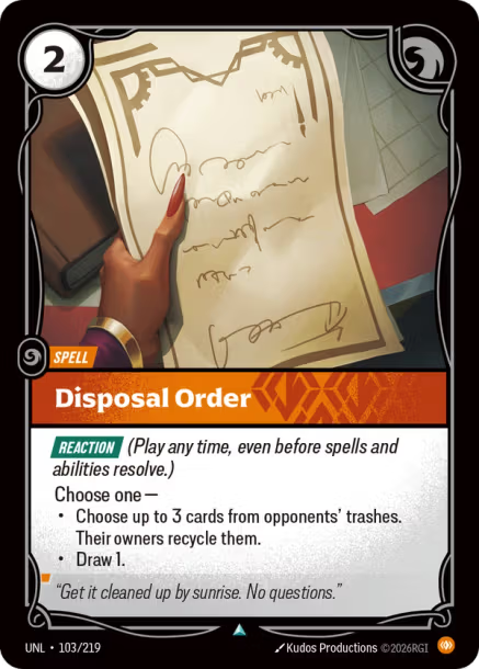 Disposal Order Card Front