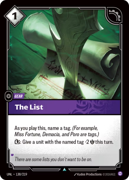 The List Card Front
