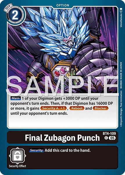 Final Zubagon Punch Card Front