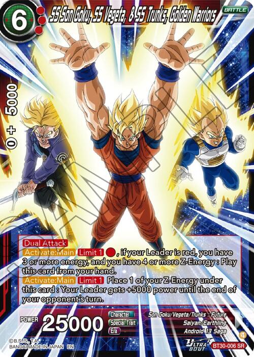 SS Son Goku, SS Vegeta, & SS Trunks, Golden Warriors Card Front
