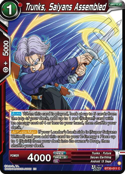 Trunks, Saiyans Assembled Card Front