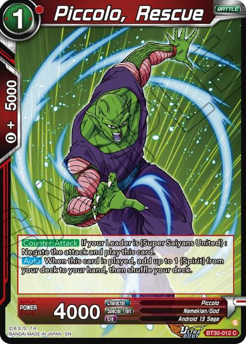 Piccolo, Rescue Card Front