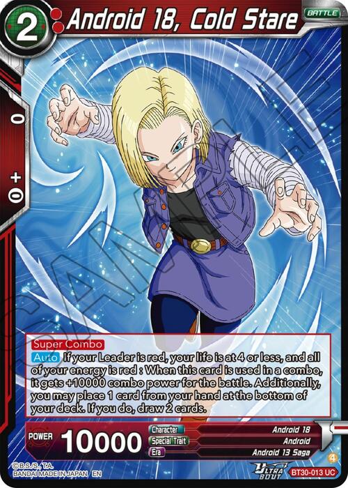 Android 18, Cold Stare Frente