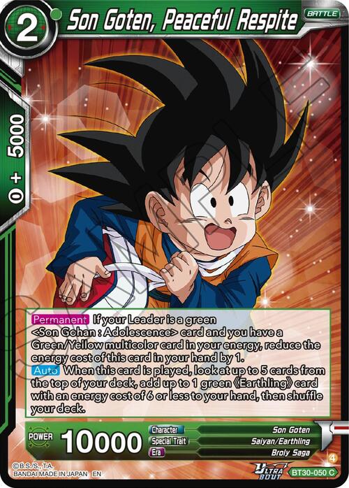 Son Goten, Peaceful Respite Card Front