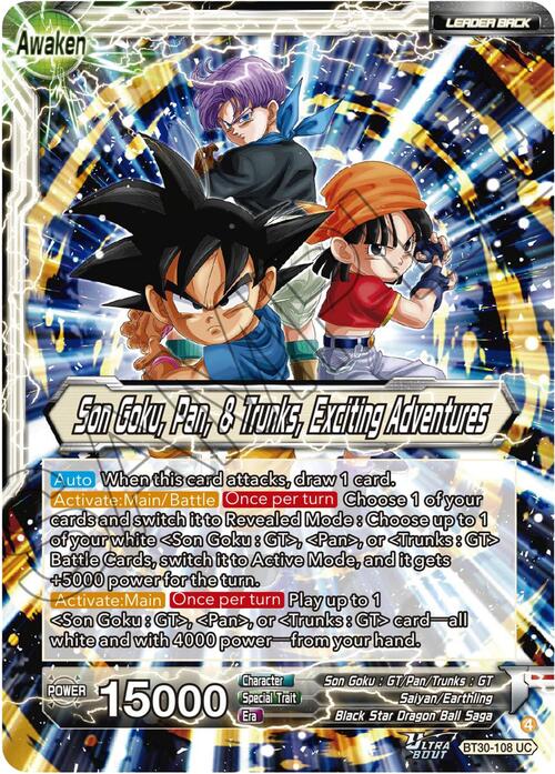 Son Goku, Pan, & Trunks // Son Goku, Pan, & Trunks, Exciting Adventures Card Front