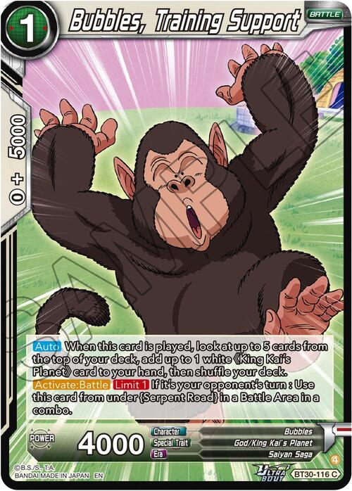 Bubbles, Training Support Card Front