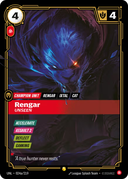 Rengar, Unseen Card Front