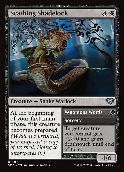 Scathing Shadelock // Venomous Words Card Front