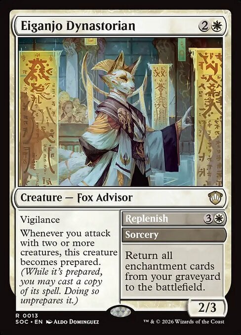 Eiganjo Dynastorian // Replenish Card Front