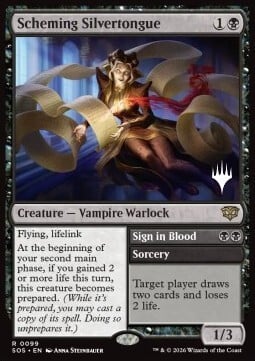 Scheming Silvertongue // Sign in Blood Card Front