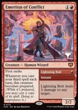 Emeritus of Conflict // Lightning Bolt Card Front