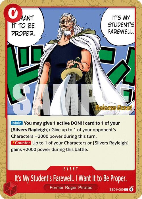 It's My Student's Farewell. I Want It to Be Proper. Card Front