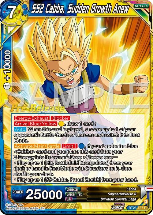 SS2 Cabba, Sudden Growth Anew Frente