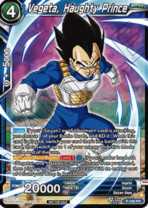 Vegeta, Haughty Prince Card Front