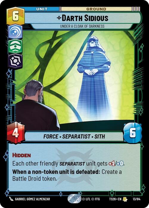 Darth Sidious - Under a Cloak of Darkness Card Front