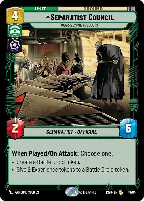 Consiglio Separatista, Oppositori Polemici Card Front