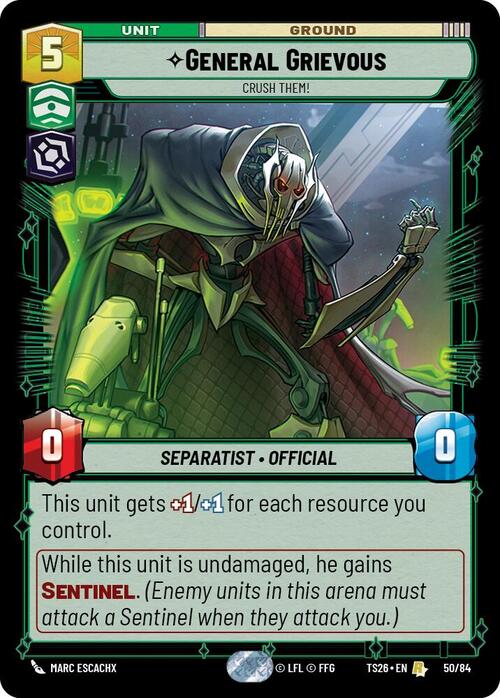 Generale Grievous, Schiacciateli! Card Front