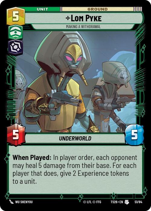 Lom Pyke, Effettua Un Prelievo Card Front