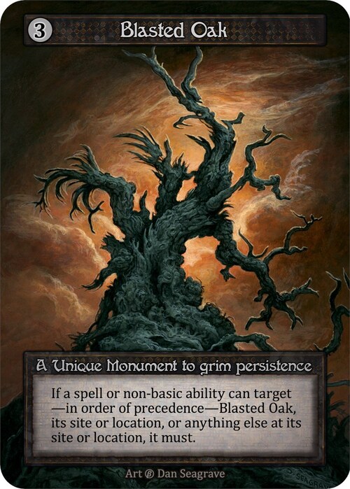 Blasted Oak Card Front