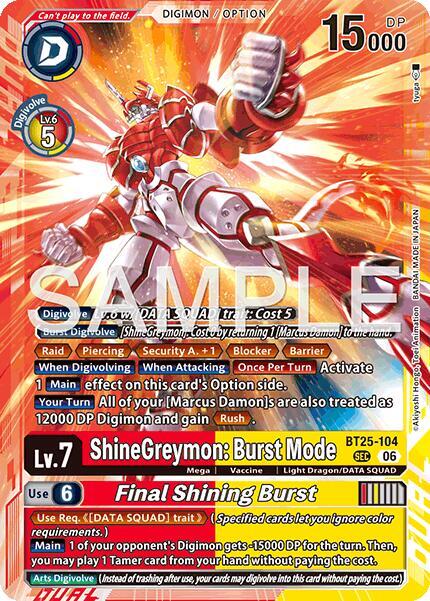 ShineGreymon: Burst Mode // Final Shining Burst Card Front