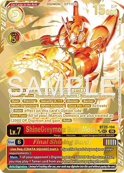 ShineGreymon: Burst Mode // Final Shining Burst Card Front