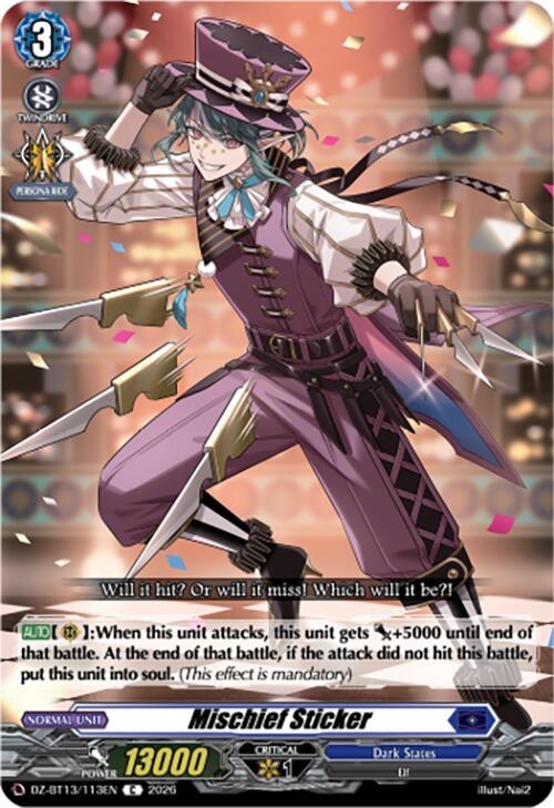 Mischief Sticker Card Front
