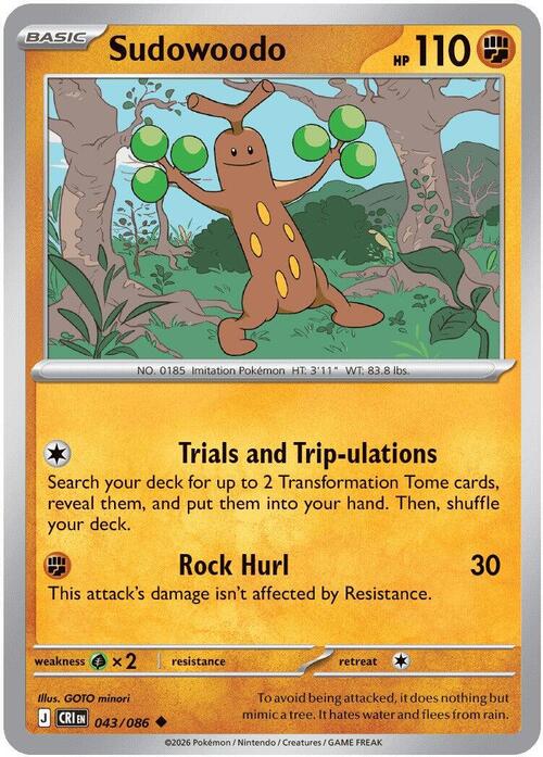 Sudowoodo Card Front
