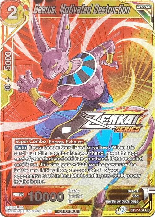 Beerus, Motivated Destruction Card Front