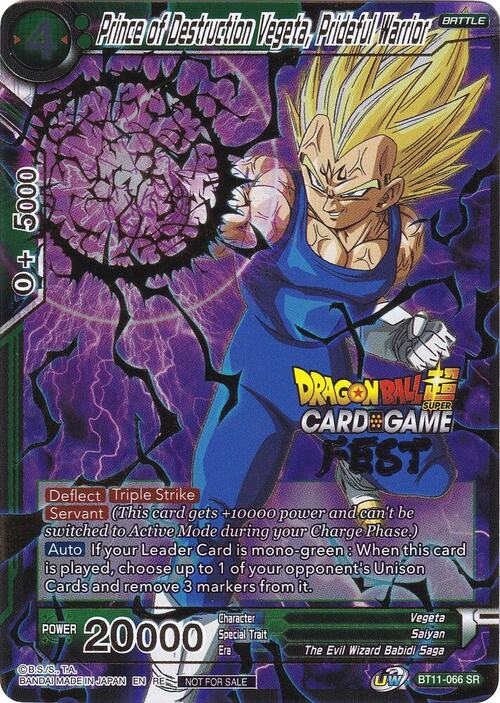Prince of Destruction Vegeta, Prideful Warrior Card Front