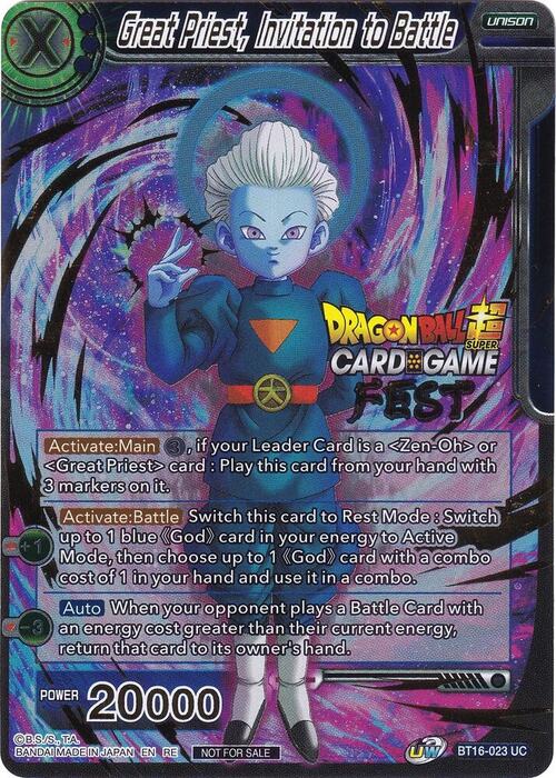 Great Priest, Invitation to Battle Card Front