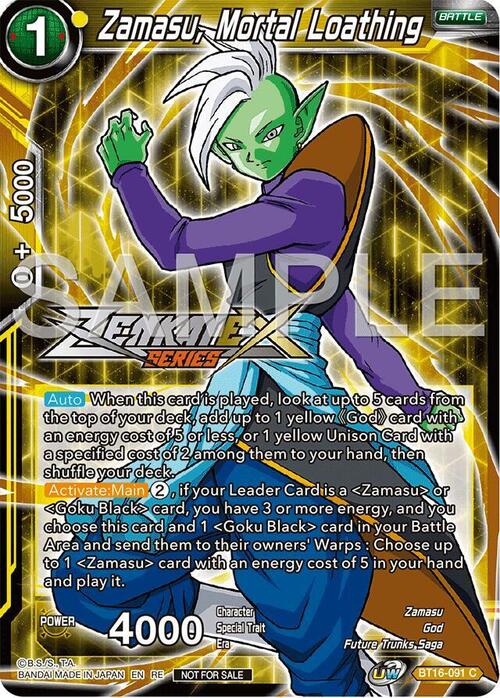 Zamasu, Mortal Loathing Card Front