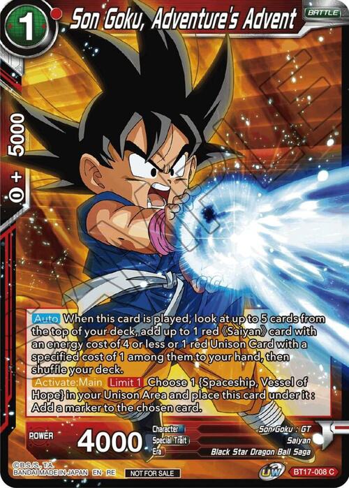 Son Goku, Adventure's Advent Card Front