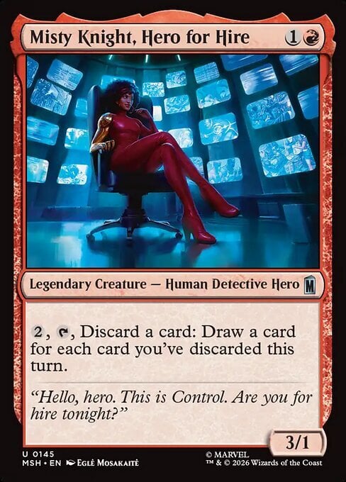 Misty Knight, Hero for Hire Card Front
