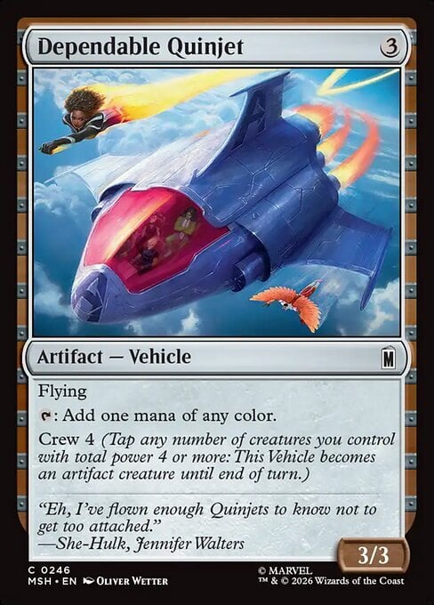 Dependable Quinjet Card Front