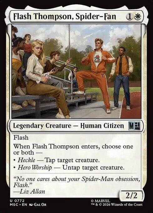 Flash Thompson, spiderfan Frente