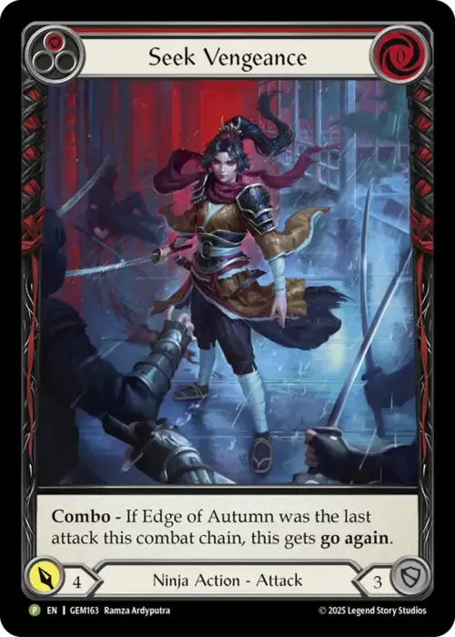 Seek Vengeance - Red Card Front